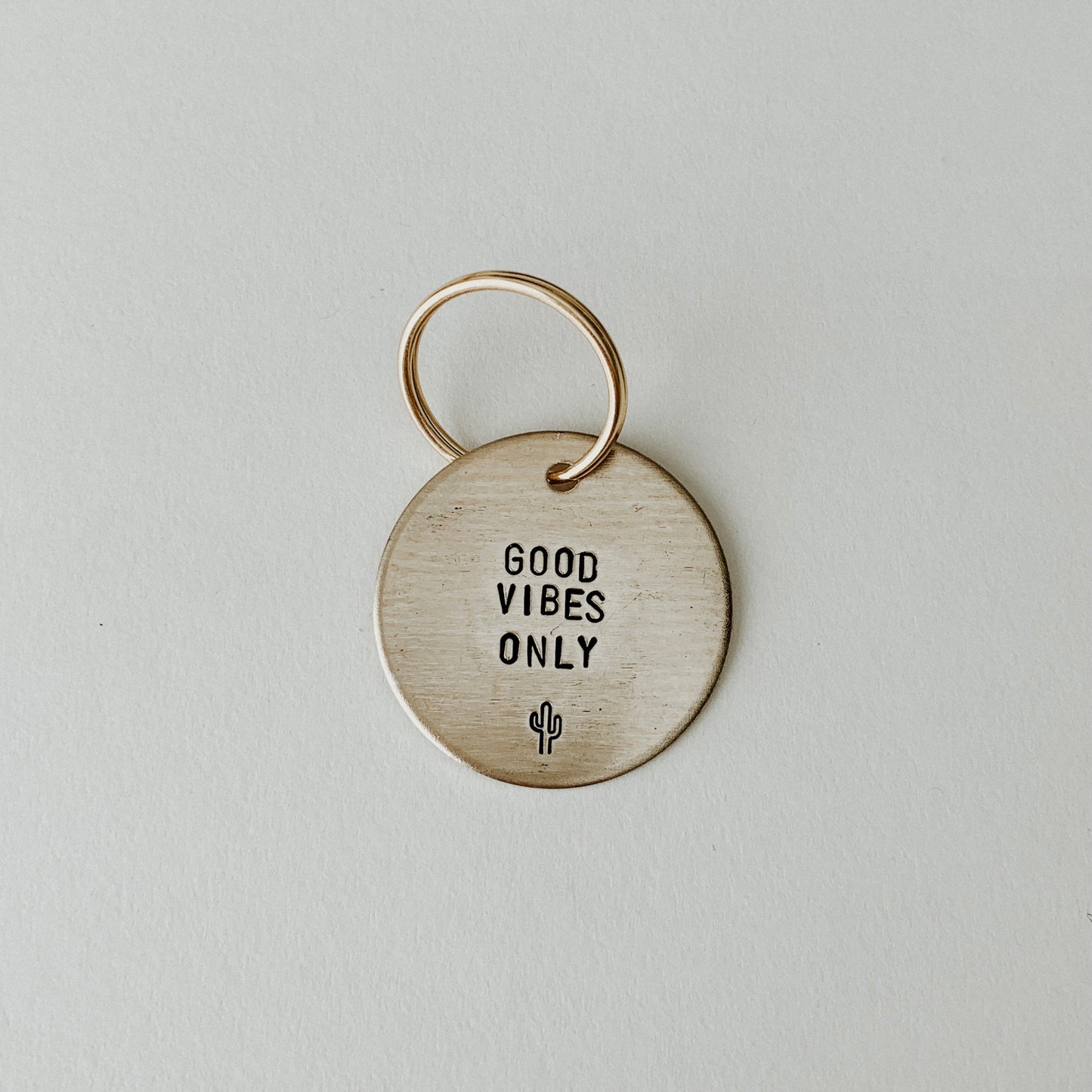 GOOD VIBES ONLY / Large Brass Key Tag