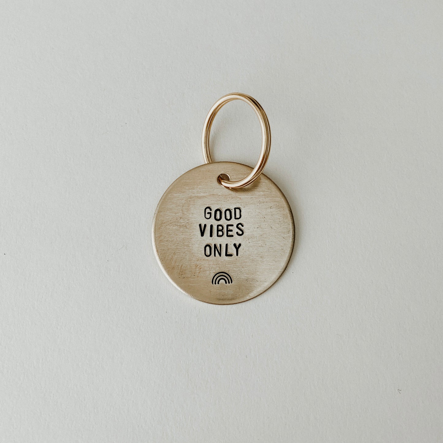 GOOD VIBES ONLY / Large Brass Key Tag