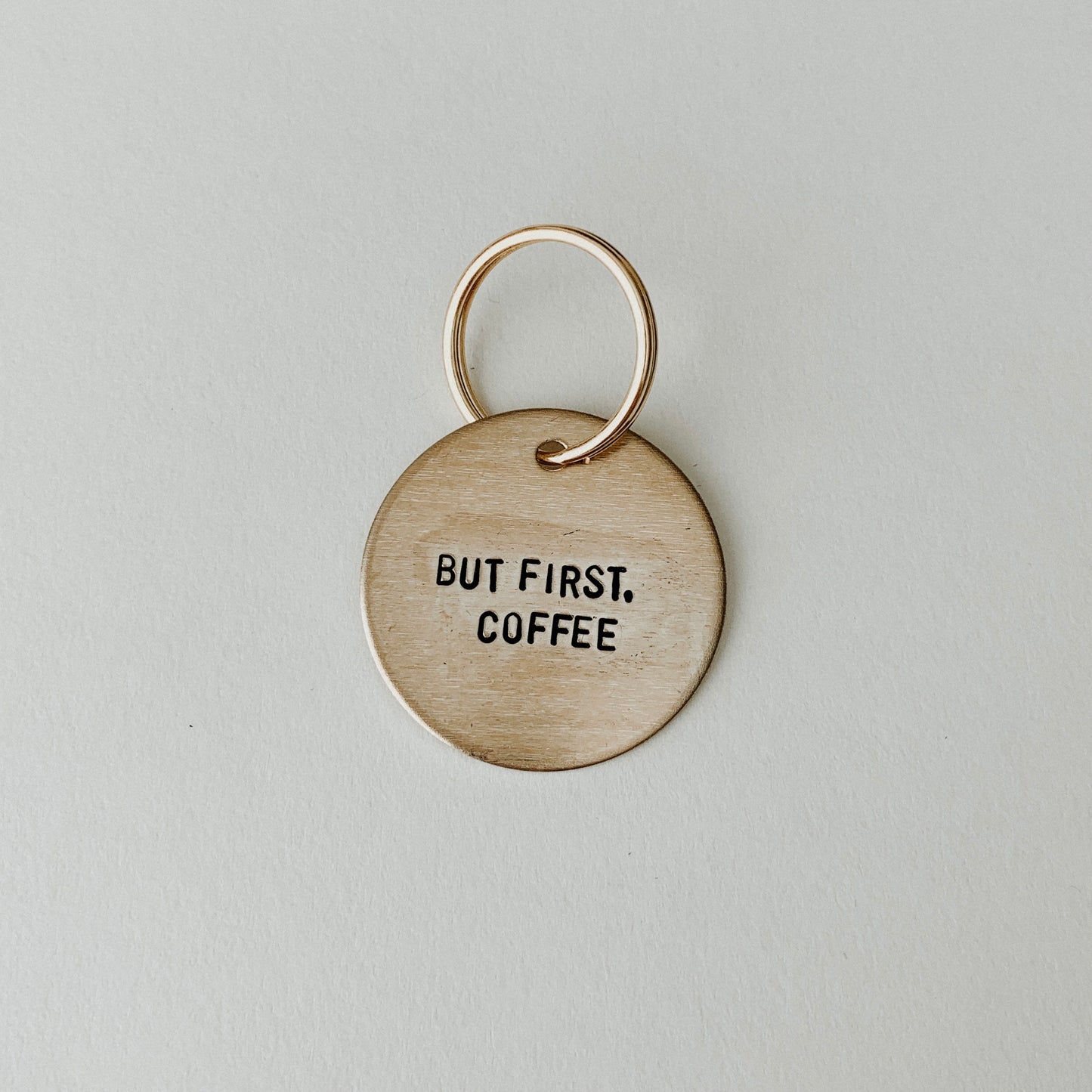 But First, Coffee / Large Brass Key Tag